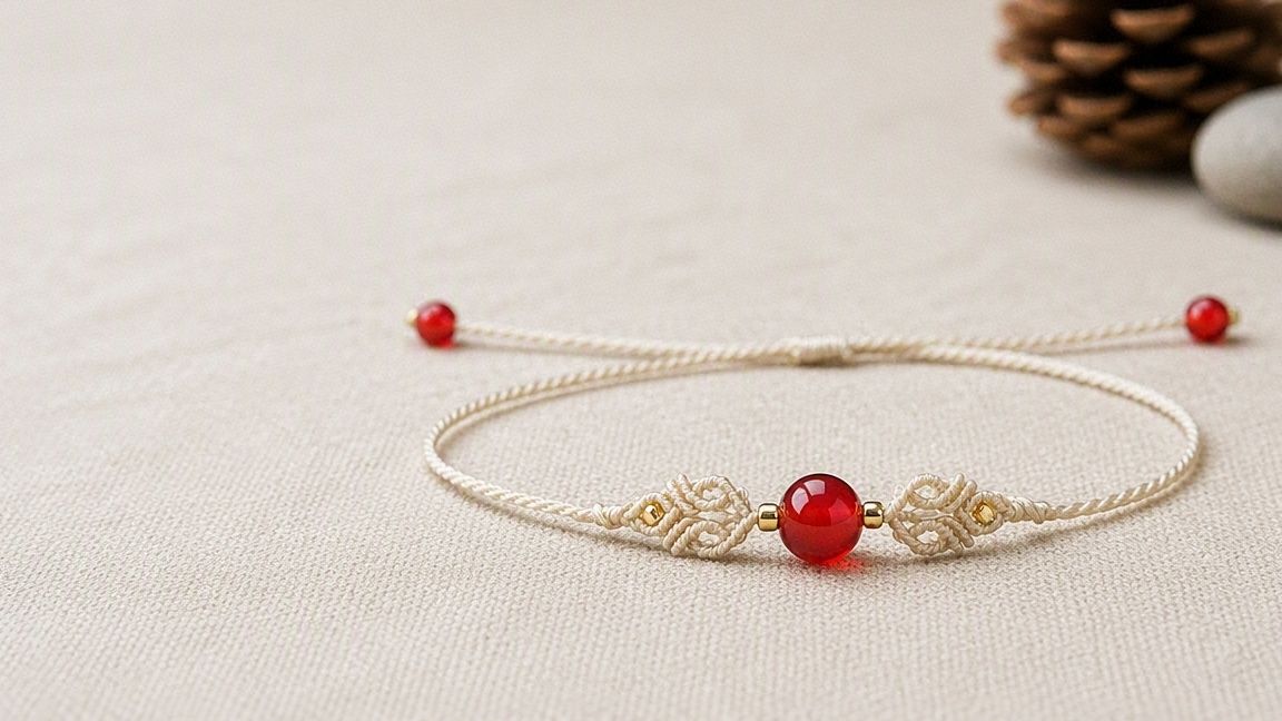 Gelang Arunika di atas kain linen